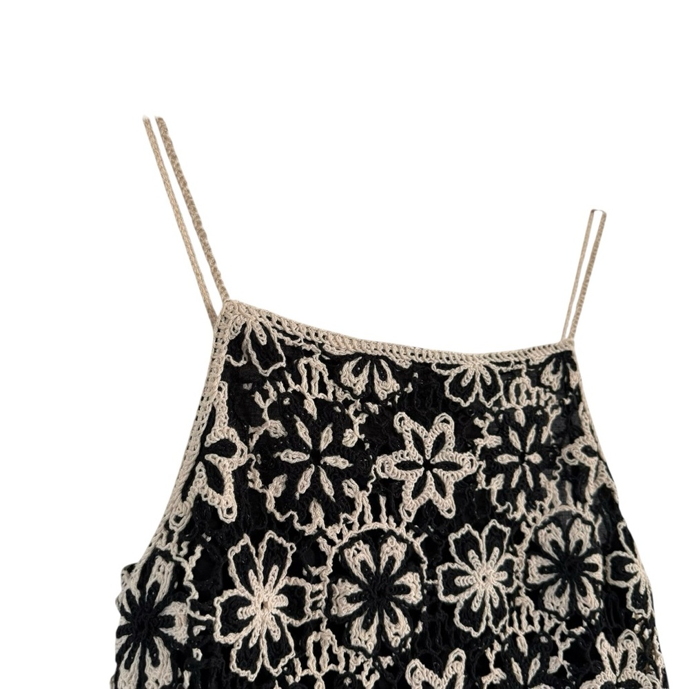 Zara Black and White Floral Lace Mini Dress - Picture 3 of 12